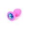 Boss Silikon Plug Jewellery Pink Small - Анальная пробка с кристаллом, 7х2.7 см (розовый с голубым)