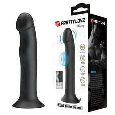 Pretty Love - Murray Dildo with Vibration - Реалистичный вибратор на присоске, 19х3.8 см (чёрный)