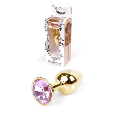 Boss Jewellery Gold Plug Rose - Анальная пробка с кристаллом, 7х2.7 см (розовый)
