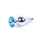 Boss Jewellery Silver Butt Plug Light Blue - Анальна пробка із кристалом, 9,3х3 см (блакитний)