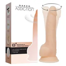 Addiction - Naked - 8" Rotating & Vibrating Dildo with Remote - Vanilla - Фалоімітатор з вібрацією та ротацією, 21.5х4.2 см