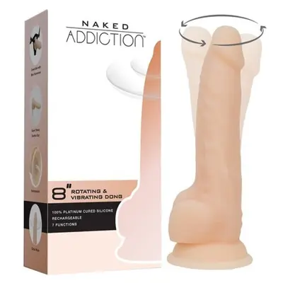 Addiction - Naked - 8" Rotating & Vibrating Dildo with Remote – Vanilla - Фаллоимитатор с вибрацией и ротацией, 21.5х4.2 см