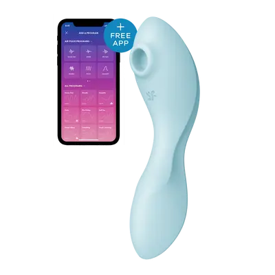Satisfyer Curvy Trinity 5 - Вакуумний стимулятор з вібрацією, 16.5х4.6 см (блакитний)