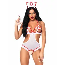 Leg Avenue-Roleplay Naughty Nurse White/Red - Сексуальний комплект медсестри, OS