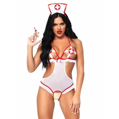Leg Avenue-Roleplay Naughty Nurse White/Red - Сексуальний комплект медсестри, OS