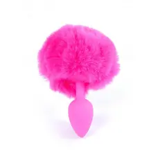 Boss Jewellery Silicon PLUG Bunny Tail Pink - Анальна пробка з хвостом, 6,5х2,7 см (рожевий)
