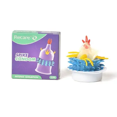 Насадка на член Recare Spike Condom Purple (з вусиками та рядами шипів)