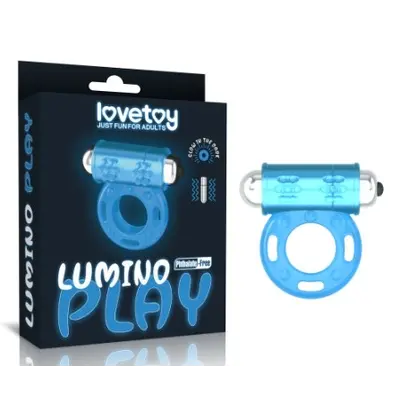 Lumino Play Vibrating Penis Ring - люмінесцентне віброкільце, 5.8х1.8 см (блакитний)