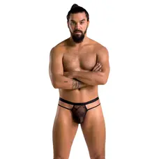 Passion - 029 THONG COLLIN black - Сексуальні чоловічі стрінги, XXL/XXXL