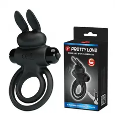 Pretty Love Vibro Penis Ring Bunny III Black - віброкільце, 9.7х4 см (чорний)