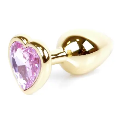 Boss Jewellery Gold Heart Plug Rose - Анальная пробка с кристаллом, 7х2,7 см (розовый)