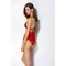 Passion Peonia Body - Еротичний боді з тюля з мереживом, L/XL (червоний з чорним)