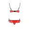 Passion Exclusive Cherry Set OpenBra - Комплект эротического белья: бюстгальтер с открытой грудью и стринги, XXL/XXXL (красный)