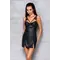 Passion Loona Chemise бебі-дол з еко-шкіри та мережива, L/XL (чорний)