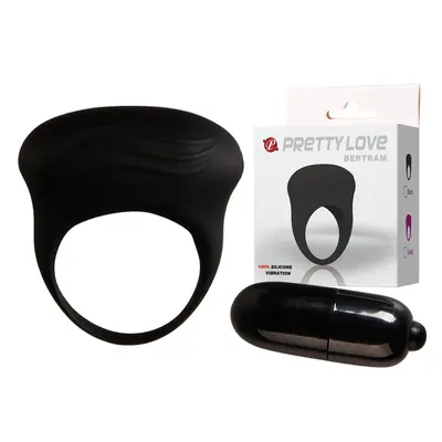 Pretty Love Bertram Silicone Vibrating Cock Ring - Эрекционное кольцо с вибрацией, 3 см (черный)