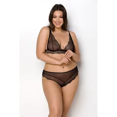 Passion Amberly Set - Комплект белья: бюст и трусики с кружевом, 4XL/5XL (чёрный)
