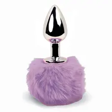 FeelzToys Bunny Tails Butt Plug - Анальна пробка з пухнастим хвостиком, 7х2.5 см (фіолетова)