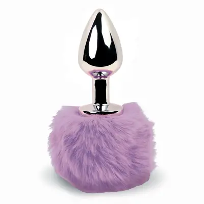FeelzToys Bunny Tails Butt Plug - Анальна пробка з пухнастим хвостиком, 7х2.5 см (фіолетова)