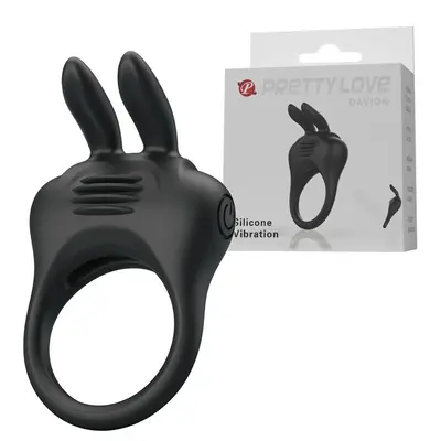 Pretty Love Davion Penis Ring Black - Ерекційне віброкільце, 7,4 см (чорний)