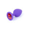 Boss Jewellery Purple Silicon Plug Medium Red Diamond - Анальная пробка с кристаллом, 8х3.5 см (фиолетовый с красным)