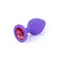 Boss Jewellery Purple Silicon Plug Medium Red Diamond - Анальная пробка с кристаллом, 8х3.5 см (фиолетовый с красным)
