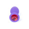 Boss Jewellery Purple Silicon Plug Medium Red Diamond - Анальная пробка с кристаллом, 8х3.5 см (фиолетовый с красным)