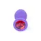 Boss Jewellery Purple Silicon Plug Medium Red Diamond - Анальная пробка с кристаллом, 8х3.5 см (фиолетовый с красным)