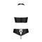 Passion Nancy Bikini - Комплект из эко-кожи: бра и трусики с имитацией шнуровки, XXL/XXXL (чёрный)