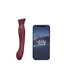 Zalo Queen Set Pulse Wave Clit Stim - Премиальный вибратор для клитора с насадкой для вакуумной стимуляции, 21.6х3.5 см (бордовый)