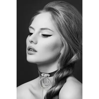 Bijoux Pour Toi Two Rings - чокер с двумя кольцами из экокожи, (черный)