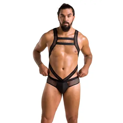 Passion - 045 BODY VICTOR black - Сексуальний боді на бретельках, XXL/XXXL