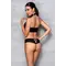 Passion Nancy Bikini - Комплект из эко-кожи: бра и трусики с имитацией шнуровки, XXL/XXXL (чёрный)