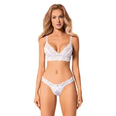 Obsessive Heavenlly 2-pcs set - комплект эротического белья: бюстгальтер и стринги, XL/2XL (белый)