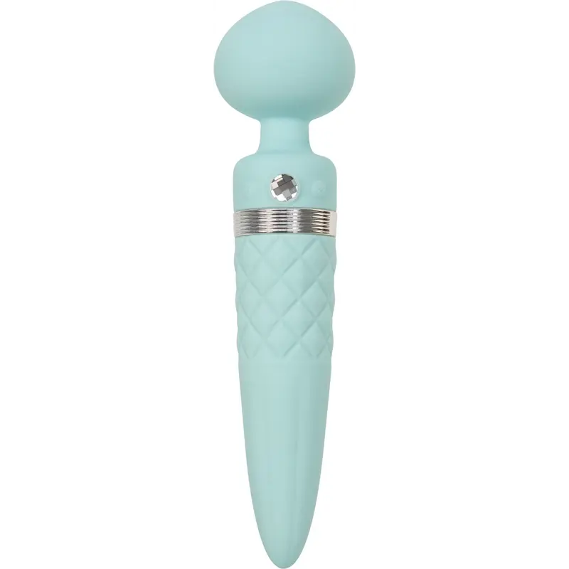 Pillow Talk Sultry Teal - вібромасажер з ротацією та підігрівом, 21х2.8 см (блакитний)