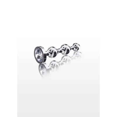 Toy Joy Small Diamond Star Beads - Пробка анальна з прозорим кристалом, 10.5х2.5 см (сріблястий)