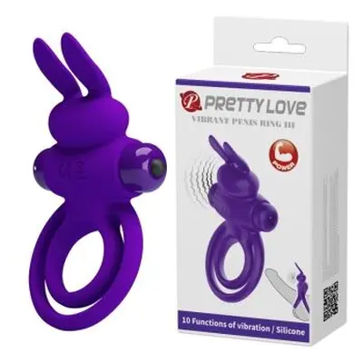 Pretty Love Vibro Penis Ring Bunny III Blue – Эрекционное кольцо, 9,7х4,0 см (фиолетовый)