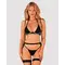 Obsessive Selinne 3-pcs set - комплект еротичної білизни з поясом для панчіх, XS/S (чорний)