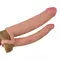 LoveToy Pleasure X-Tender Double Penis Sleeve Flesh Add 2" - Реалістична насадка для подвійного проникнення +5 см (тілесний)