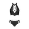 Passion Nancy Bikini - Комплект из эко-кожи: бра и трусики с имитацией шнуровки, XXL/XXXL (чёрный)