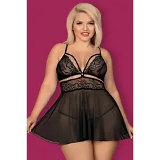 Obsessive 838-BAB -1 babydoll - спокусливий бебі дол, XXL (чорний)