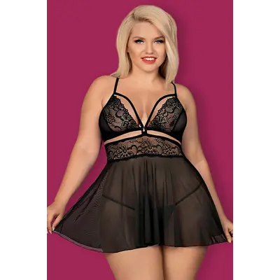 Obsessive 838-BAB -1 babydoll - спокусливий бебі дол, XXL (чорний)