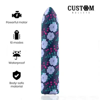 Custom Bullets - Spring - Мощная вибропуля, 6.25х2 см (цветочный принт)