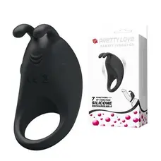 Pretty Love Rabbit vibrator ring Black - Ерекційне віброкільце, 7,5х4 см (чорний)