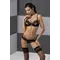 Passion Exclusive North Set - Комплект білизни ліф та трусики з елементами під латекс, XXL/XXXL (чорний)