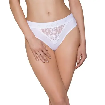 Passion PS001 Panties - Трусики з широкою резинкою та мереживом (білі, розмір L)