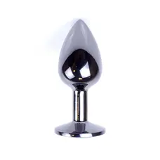 Металлическая анальная пробка с кристаллом Boss Jewellery Dark Silver