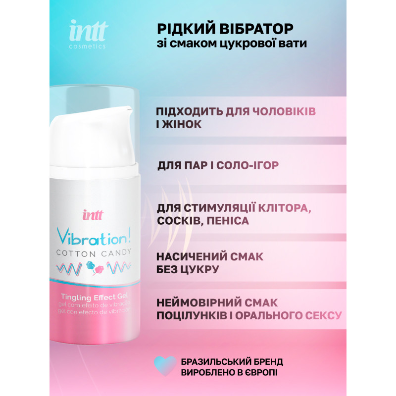 Жидкий вибратор Intt, 15 мл (сахарная вата)