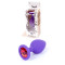 Boss Jewellery Purple Silicon Plug Medium Red Diamond - Анальная пробка с кристаллом, 8х3.5 см (фиолетовый с красным)