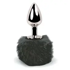 FeelzToys - Bunny Tails Butt Plug - Анальна пробка з пухнастим хвостиком, 7х2.5 см (чорний)