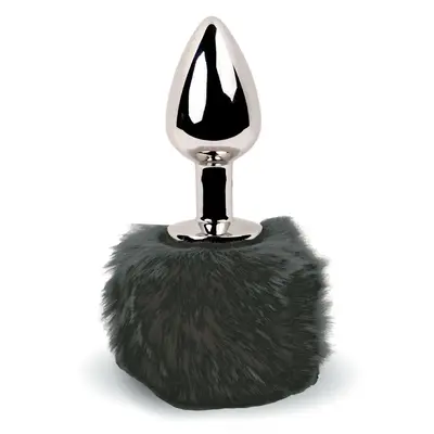 FeelzToys - Bunny Tails Butt Plug - Анальна пробка з пухнастим хвостиком, 7х2.5 см (чорний)